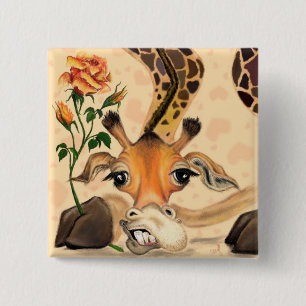 Romantic Giraffe - Gentleman - Funny 15 Cm Square Badge