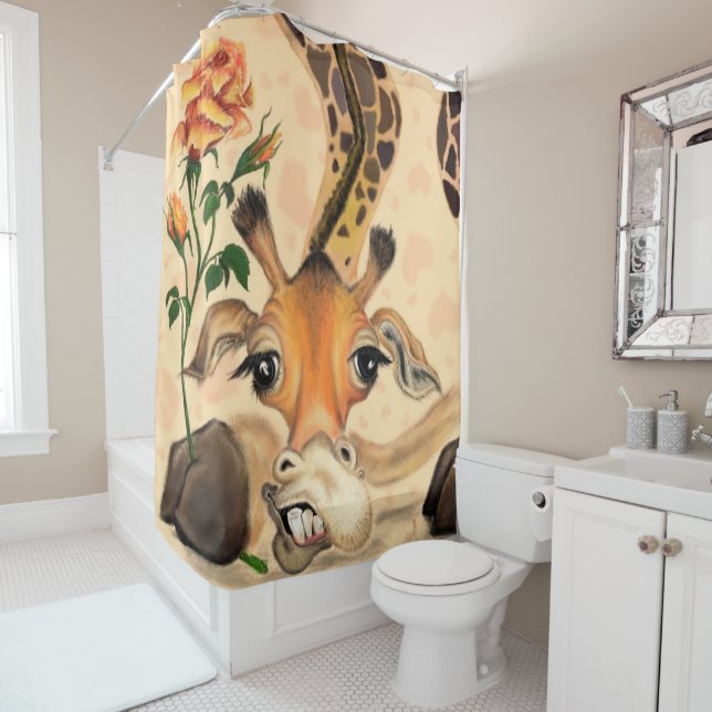 Romantic Giraffe - Gentleman - Funny Shower Curtain (In Situ)