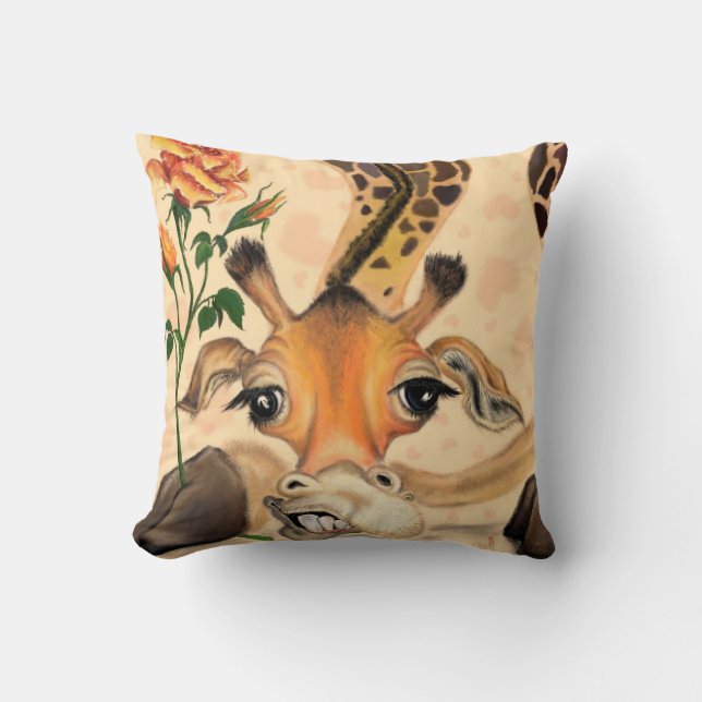 Romantic Giraffe Throw Pillow Gift - Funny (Front)
