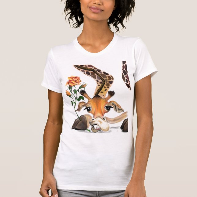 Romantic Giraffe with Rose T-Shirt Gentleman Fun (Front)