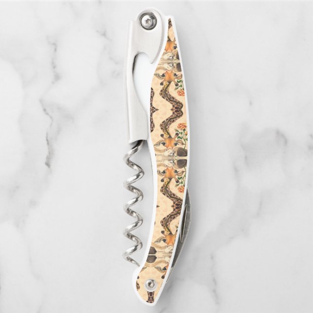 Romantic Giraffe with Rose Waiter's Corkscrew (Front)