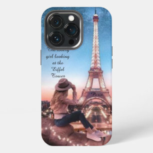 Romantic girl looking at the Eiffel Tower iPhone 13 Pro Case