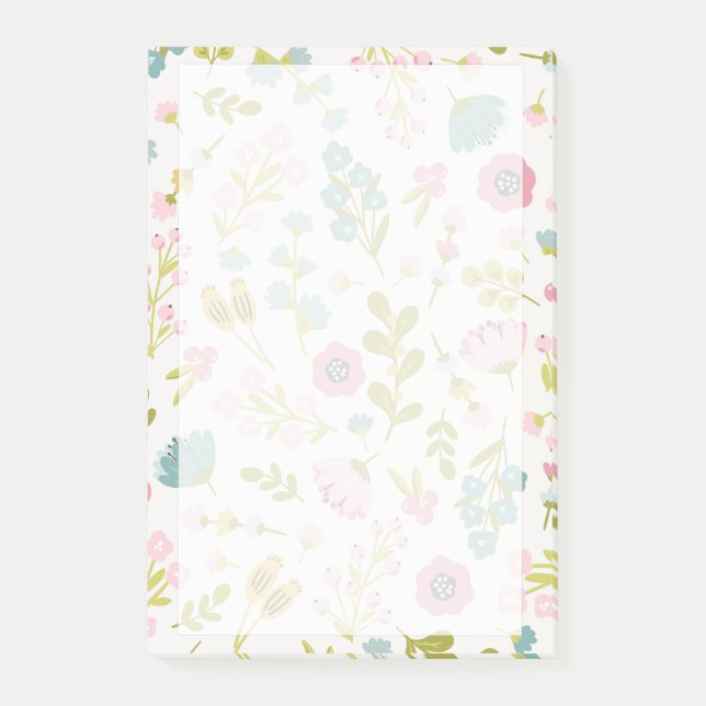 Romantic girly flowers Pink pattern Transparens Post-it Notes (Front)