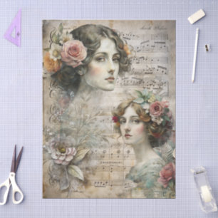 Romantic Girly Victorian Vintage Ephemera Florals  Tissue Paper