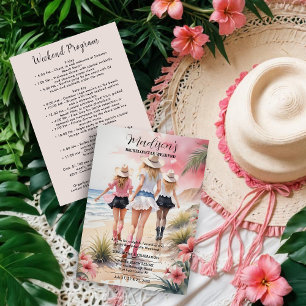 Romantic Glam Blondes Coastal Cowgirls Beach  Invitation