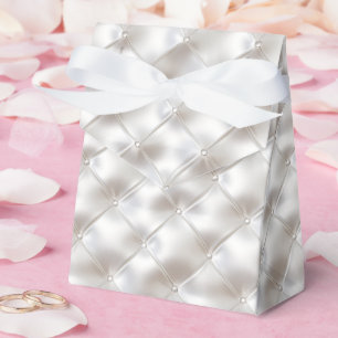Romantic Glam White Faux Leather Wedding  Favour Box