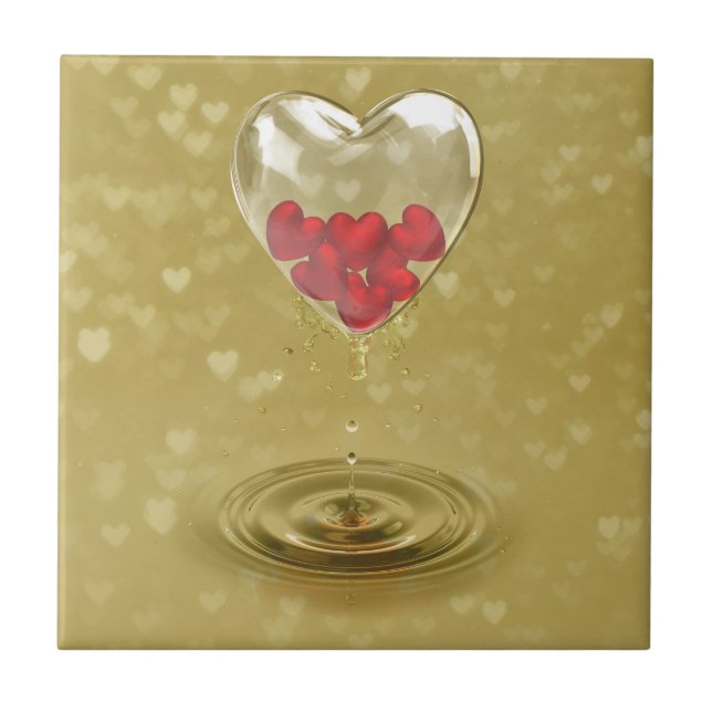 Romantic Glass Heart Design Ceramic Tile (Front)