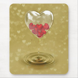 Romantic Glass Heart Design Mouse Pad