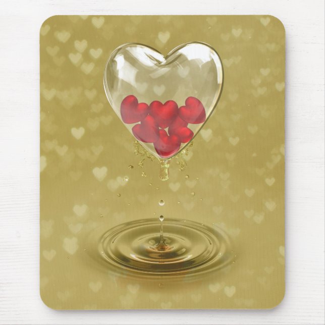 Romantic Glass Heart Design Mouse Pad (Front)