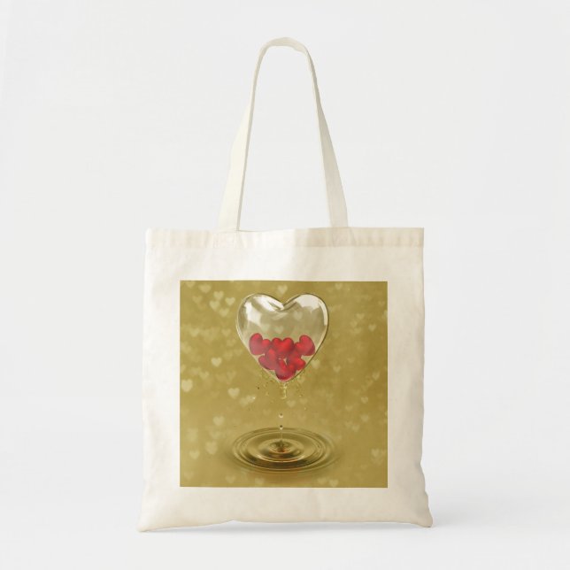 Romantic Glass Heart Design Tote Bag (Front)