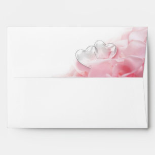 Romantic Glass Hearts Rose Petals Envelopes