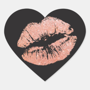 Romantic Glitter Lipstick Kisses Heart Sticker