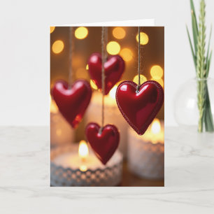 Romantic Glowing Hearts Card