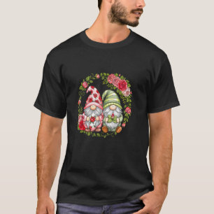Romantic Gnome Couple Surrounded By Roses T-Shirt