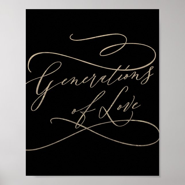 Romantic Gold and Black Generations of Love Poster (Front)