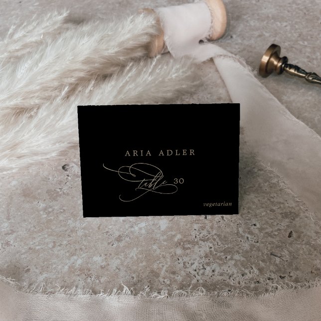 Romantic Gold and Black Menu Option Place Cards (Creator Uploaded)
