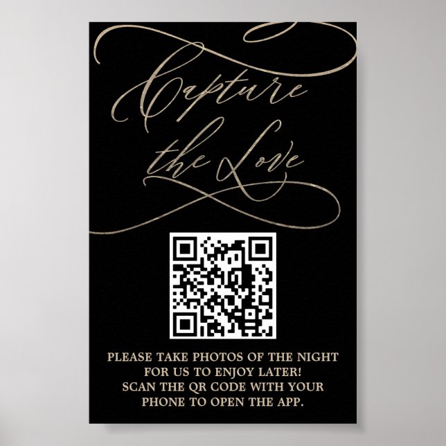 Romantic Gold and Black QR Code Capture the Love P Poster (Front)