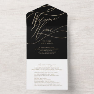 Romantic Gold and Black Welcome Home Gift Card
