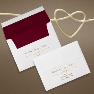 Romantic Gold and Burgundy Wedding Envelope