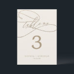 Romantic Gold and Ivory 5x7" Table Number<br><div class="desc">This romantic gold and ivory 5x7" table number is perfect for a simple wedding. The modern classic design features fancy swirls and whimsical flourishes with gorgeous elegant hand lettered faux champagne gold foil typography. The card prints on the front and back (double-sided). Add each table number that you need to...</div>