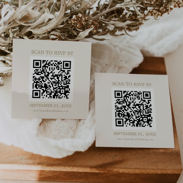Romantic Gold and Ivory Coordinate QR Code RSVP Enclosure Card (Creator Uploaded)