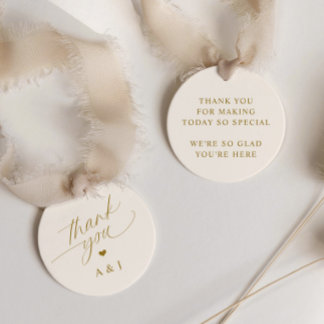 Romantic Gold and Ivory Cream Wedding Thank You Favour Tags