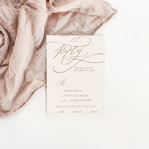Romantic Gold and Ivory Menu Choice RSVP Card
