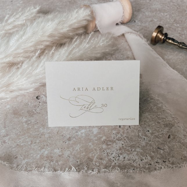 Romantic Gold and Ivory Menu Option Place Cards (Creator Uploaded)