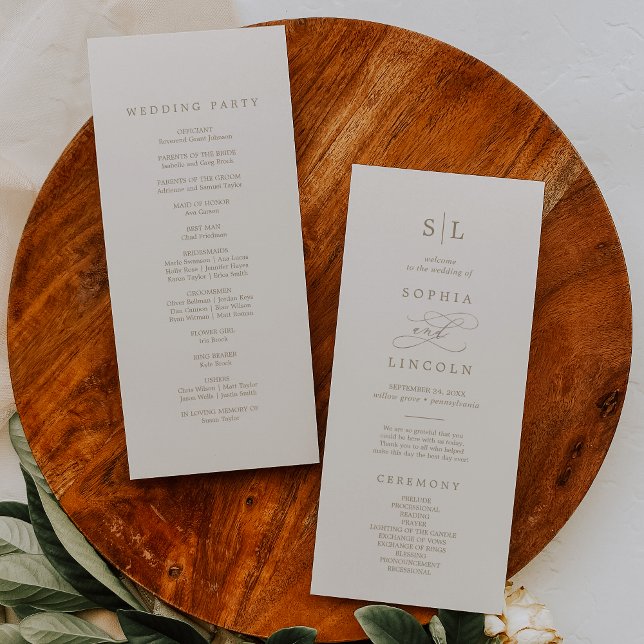 Romantic Gold and Ivory Monogram Wedding Program (Creator Uploaded)