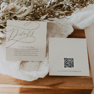 Romantic Gold and Ivory QR Code Wedding Details Enclosure Card