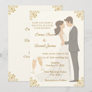 Romantic Gold Baroque Wedding Invitation