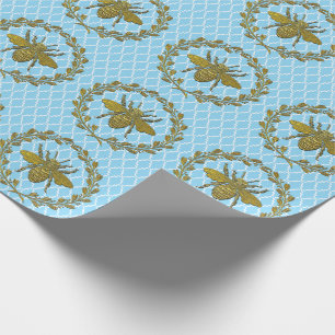 Romantic Gold Bee and Wreath Wrapping Paper