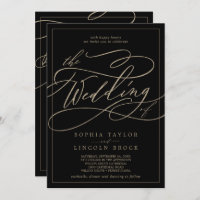 Romantic Gold Black Calligraphy All In One Wedding