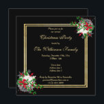 Romantic Gold & Black, Corner Dec's Christmas Invitation<br><div class="desc">Beautiful traditional Christmas Party invite template in shiny gold and black colours. Cute corner Christmas decorations on a double gold glittery border frame. All text is fully customisable to meet your requirements, if you would like help to customise your product or would like matching products, please contact me through my...</div>