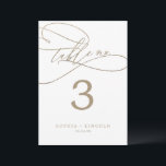 Romantic Gold Calligraphy 5x7" Table Number<br><div class="desc">This romantic gold calligraphy 5x7" table number is perfect for a simple wedding. The modern classic design features fancy swirls and whimsical flourishes with gorgeous elegant hand lettered faux champagne gold foil typography. The card prints on the front and back (double-sided). Add each table number that you need to your...</div>