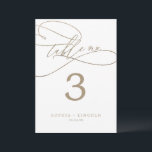 Romantic Gold Calligraphy 5x7" Table Number<br><div class="desc">This romantic gold calligraphy 5x7" table number is perfect for a simple wedding. The modern classic design features fancy swirls and whimsical flourishes with gorgeous elegant hand lettered faux champagne gold foil typography. The card prints on the front and back (double-sided). Add each table number that you need to your...</div>