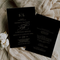 Romantic Gold Calligraphy Black All In One Wedding