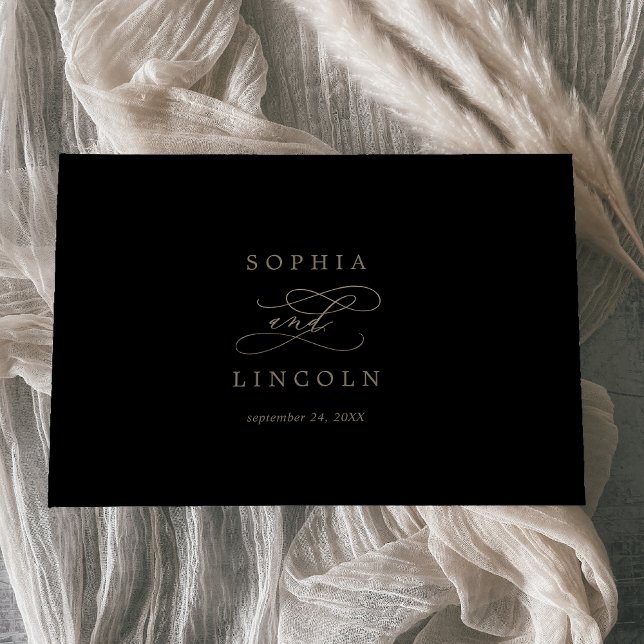 Romantic Gold Calligraphy | Black Monogram Wedding Guest Book (Creator Uploaded)