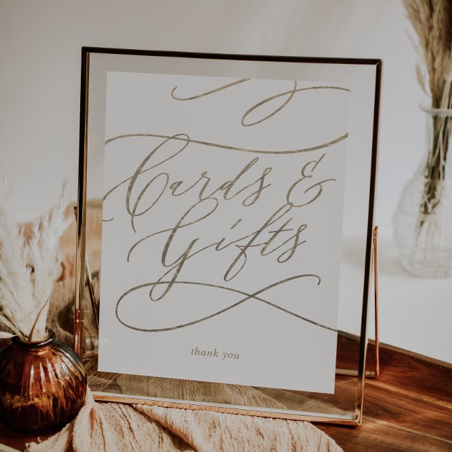 Romantic Gold Calligraphy Cards and Gifts Sign (Creator Uploaded)