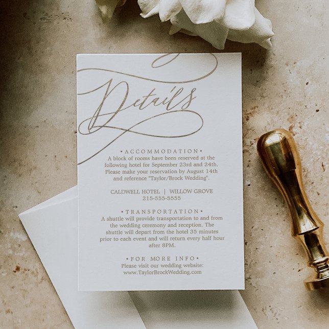 Romantic Gold Calligraphy Details Enclosure Card (Creator Uploaded)