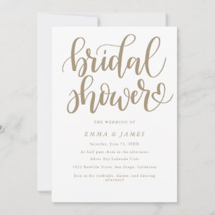 Romantic Gold Calligraphy Flourish Bridal Shower I Invitation