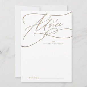 Romantic Gold Calligraphy Flourish Wedding Advice Card