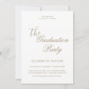 Romantic Gold Calligraphy Graduation Celebration  Invitation