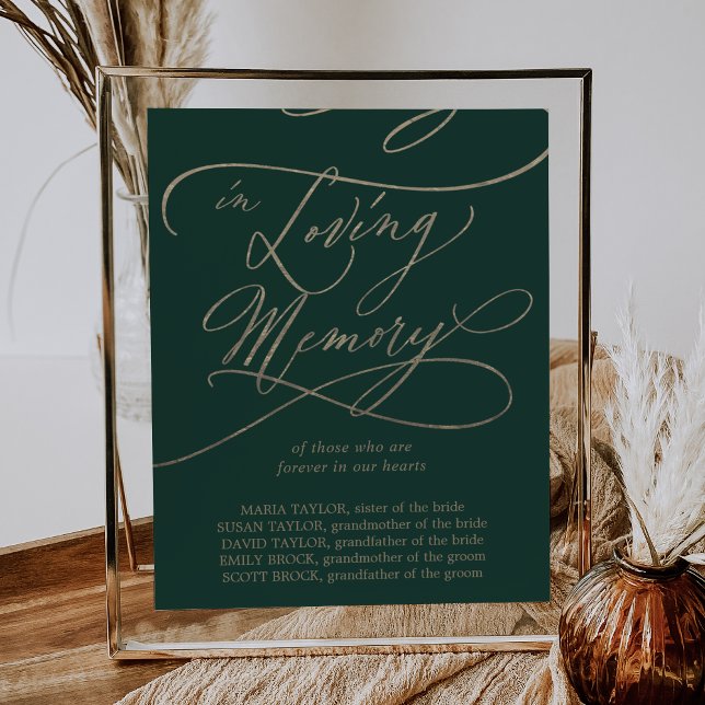 Romantic Gold Calligraphy | Green In Loving Memory Poster (Creator Uploaded)