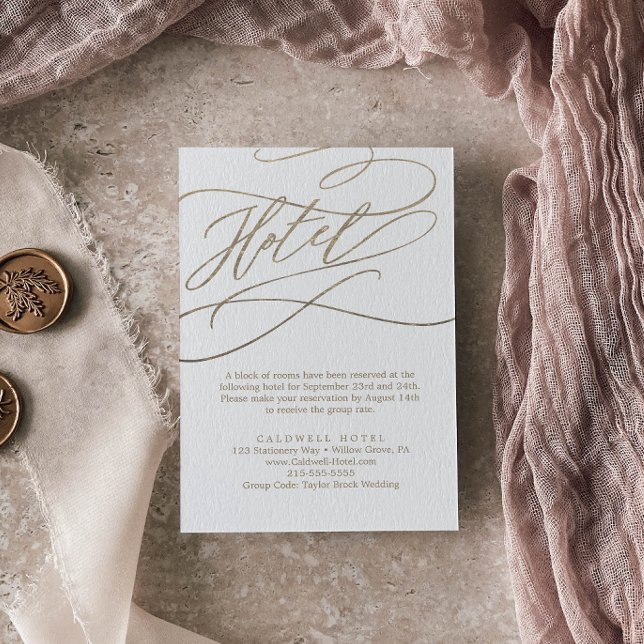 Romantic Gold Calligraphy Hotel Enclosure Card (Creator Uploaded)
