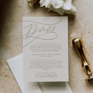 Romantic Gold Calligraphy   Ivory Details Enclosure Card