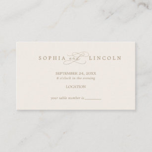 Romantic Gold Calligraphy   Ivory Entrance Enclosure Card