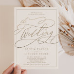 Romantic Gold Calligraphy | Ivory Frame Wedding Invitation<br><div class="desc">This romantic gold calligraphy ivory frame wedding invitation is perfect for a simple wedding. The modern classic design features fancy swirls and whimsical flourishes with gorgeous elegant hand lettered faux champagne gold foil typography and a formal frame. Please Note: This design does not feature real gold foil. It is a...</div>