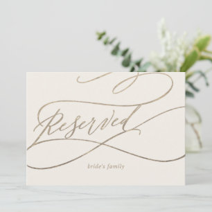 Romantic Gold Calligraphy Ivory Reserved Sign