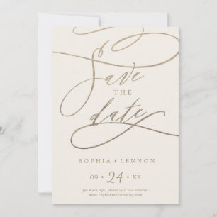 Romantic Gold Calligraphy   Ivory Save The Date